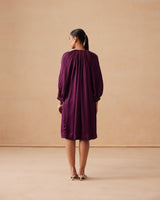 Sanjh Clay Dress - Mulberry Wine Midi Dress