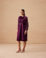 Sanjh Clay Dress - Mulberry Wine Midi Dress