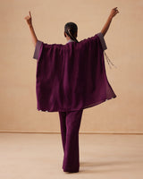 Sanjh Sahaj Set - Mulberry Wine Kaftan Suit Set