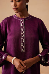 Sanjh Oat Dress - Mulberry Wine Short Dress