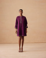 Sanjh Oat Dress - Mulberry Wine Short Dress