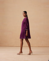 Sanjh Oat Dress - Mulberry Wine Short Dress