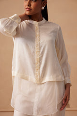 Sanjh Aira Set - Ivory White Coord Set