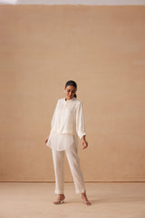 Sanjh Aira Set - Ivory White Coord Set