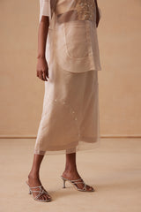 Sanjh Saira Set - Sand Beige Organza top with Organza Skirt