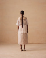 Sanjh Saira Set - Sand Beige Organza top with Organza Skirt