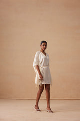 Sanjh Veya Dress - Ivory White Kaftan Dress