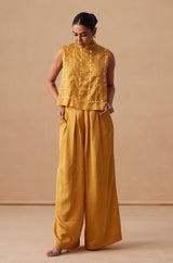 Sanjh Mysa Set - Sun Mustard Top with Balloon Pants