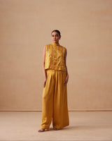 Sanjh Mysa Set - Sun Mustard Top with Balloon Pants