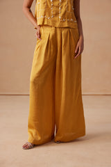 Sanjh Mysa Set - Sun Mustard Top with Balloon Pants
