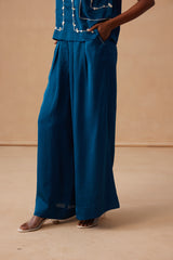 Sanjh Mysa Set - Deep Blue Top with Balloon Pants