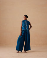Sanjh Mysa Set - Deep Blue Top with Balloon Pants