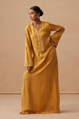 Sanjh Ruhani Dress - Sun Mustard Full Length Dress