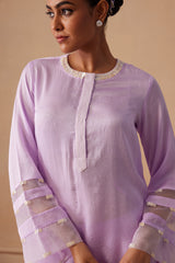 Sanjh Ziya Set - Lavender Lilac Straight Suit Set with Dupatta