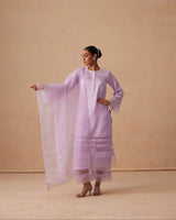 Sanjh Ziya Set - Lavender Lilac Straight Suit Set with Dupatta