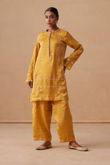 Sanjh Noor Set - Sun Mustard Kashmiri Kurta Set with Dupatta