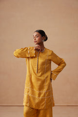 Sanjh Noor Set - Sun Mustard Kashmiri Kurta Set with Dupatta