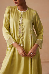 Sanjh Rooh Set - Soft Lime Sidekali Suit Set with Dupatta