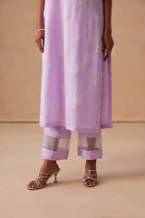 Sanjh Abeer Set - Lavender Lilac Without Sleeve Suit Set with Dupatta