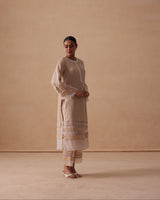 Sanjh Ziya Set - Sand Beige Straight Suit Set with Dupatta - RTS