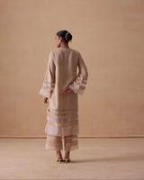 Sanjh Ziya Set - Sand Beige Straight Suit Set with Dupatta