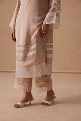 Sanjh Ziya Set - Sand Beige Straight Suit Set with Dupatta