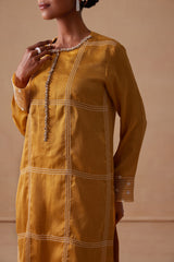 Sanjh Mehr Set - Sun Mustard Straight Suit Set with Dupatta