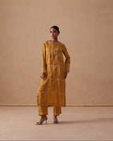 Sanjh Mehr Set - Sun Mustard Straight Suit Set with Dupatta