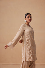 Sanjh Noor Set - Sand Beige Kashmiri Kurta Set with Dupatta
