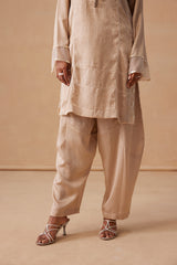 Sanjh Noor Set - Sand Beige Kashmiri Kurta Set with Dupatta