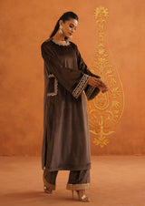 Zeba Brown Straight Suit Set with Dupatta