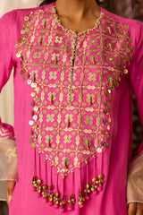 Leher Hot Pink Kali Suit Set