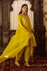 Leher Mustard Kashmiri Kurta Set