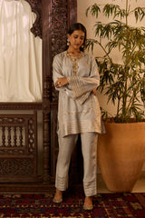 Leher Silver Grey Kashmiri Kurta Set