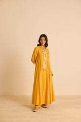 Sukoon Orange SideKali Suit Set with Dupatta