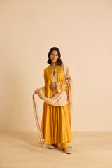 Sukoon Orange SideKali Suit Set with Dupatta