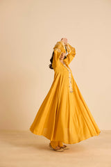 Sukoon Orange SideKali Suit Set with Dupatta