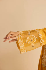 Sukoon Orange SideKali Suit Set with Dupatta