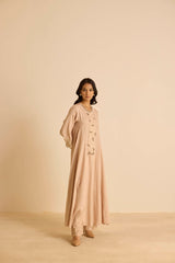 Sukoon Peachy Beige SideKali Suit Set with Dupatta