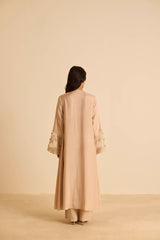 Sukoon Peachy Beige SideKali Suit Set with Dupatta