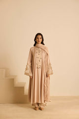 Sukoon Peachy Beige SideKali Suit Set with Dupatta