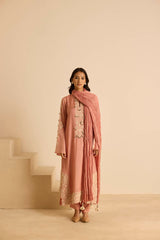 Sukoon Pink Straight suit set with Dupatta