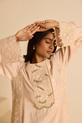 Sukoon Peachy Beige Kashmiri Kurta with Dupatta