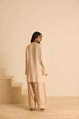 Sukoon Peachy Beige Kashmiri Kurta with Dupatta