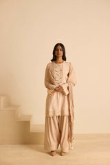 Sukoon Peachy Beige Kashmiri Kurta with Dupatta
