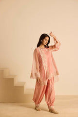 Sukoon Pink Organza Top Set