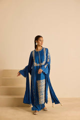 Sukoon Blue Front Panel suit with Dupatta