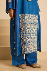 Sukoon Blue Front Panel suit with Dupatta