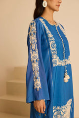 Sukoon Blue Front Panel suit with Dupatta
