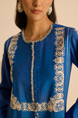 Sukoon Blue Front Panel suit with Dupatta